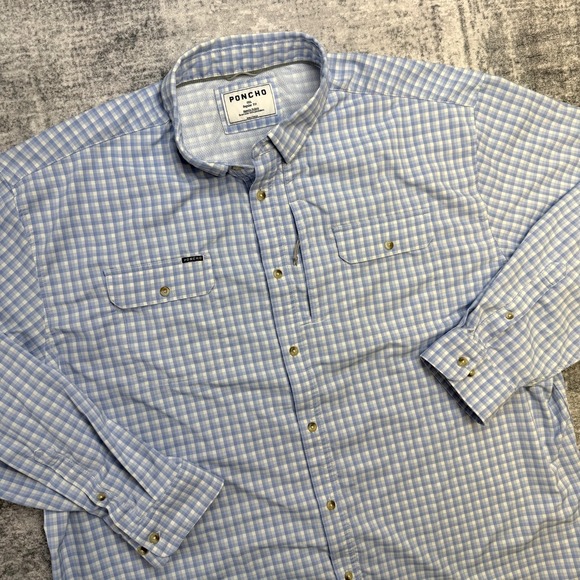Poncho Shirt Mens 3XL Blue Check The Wahoo Performance Nylon Vented Magnetic